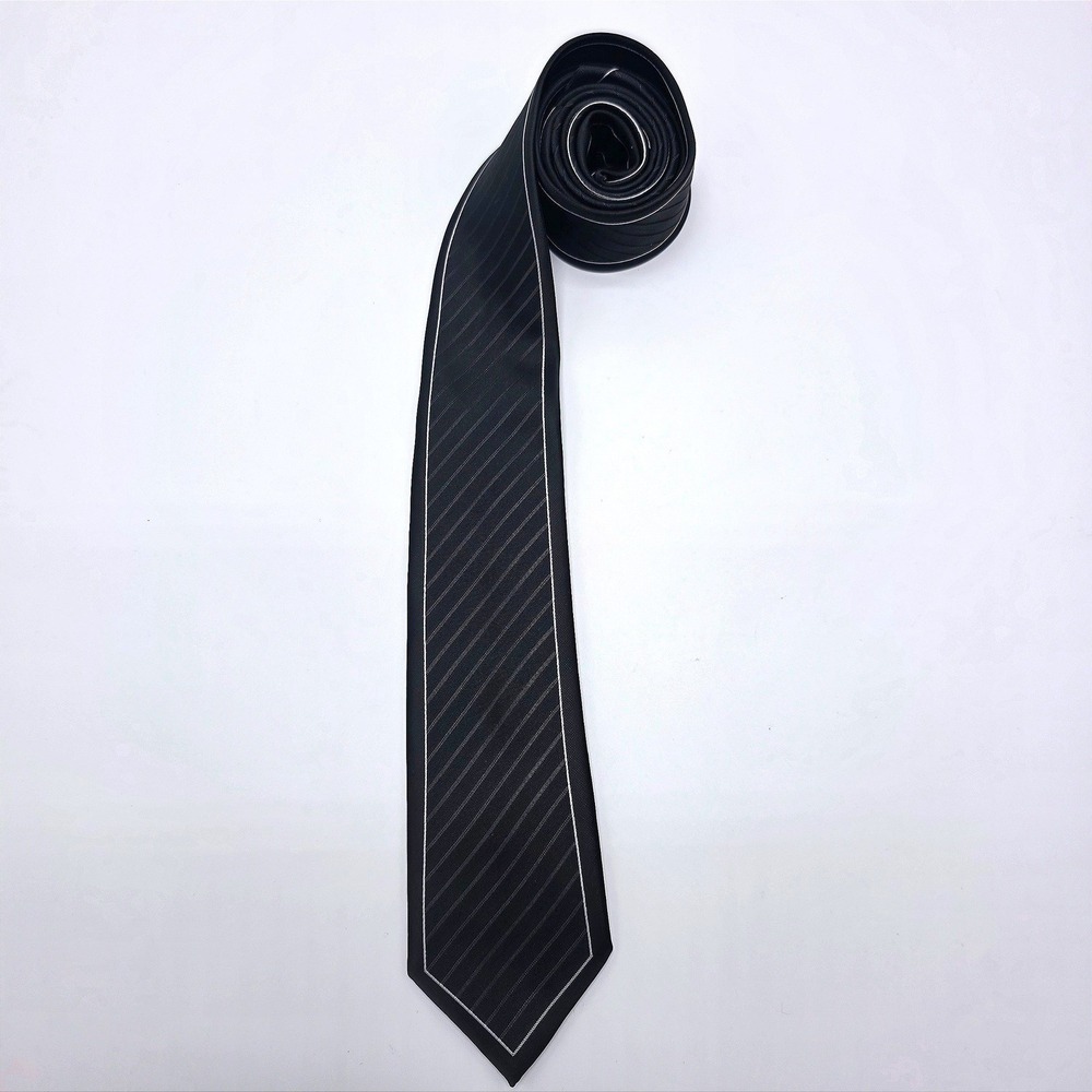 Manoble Mens Slim‎ Necktie Black Striped White Border Frame Formal Business Tie